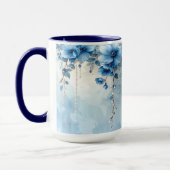 Blauwe Bloemen en Parels Mok (Links)