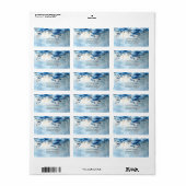 Blauwe Bloemen en Parels Retouradreslabel Etiket (Full Sheet)