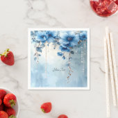 Blauwe Bloemen en Parels Servet (Insitu)