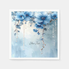 Blauwe Bloemen en Parels Servet