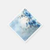 Blauwe Bloemen en Parels Servet (Hoek)