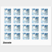 Blauwe Bloemen en Parels Sticker (Vel)