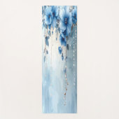 Blauwe Bloemen en Parels Yoga Mat (Voorkant)