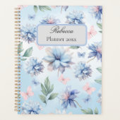 Blauwe bloemen en roze vlinders Planner (Voorkant)