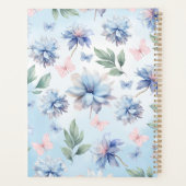 Blauwe bloemen en roze vlinders Planner (Achterkant)