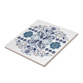 Blauwe bloemen en vis Aziatische visie Tegeltje (Zijkant)