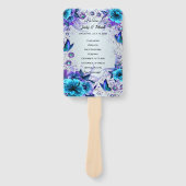 Blauwe bloemen en vlinder bruiloft programma handwaaier (Voorkant)