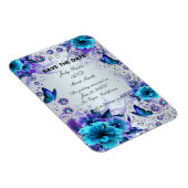 Blauwe bloemen en vlinder sparen de datummagneet magneet (Rechterzijde)