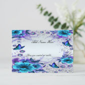 Blauwe Bloemen- En Vlinder Tafelkaart Kaart (Staand voorkant)