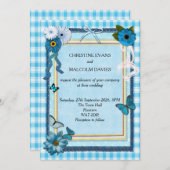 Blauwe bloemen en vlinders kaart (Voorkant / Achterkant)