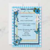 Blauwe bloemen en vlinders