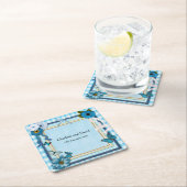 Blauwe bloemen en vlinders kartonnen onderzetters (Insitu)