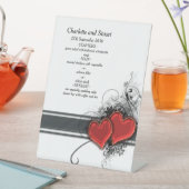 Blauwe bloemen en vlinders Menu Reclamebord Met Voetstuk (Insitu)