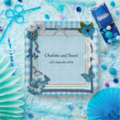 Blauwe bloemen en vlinders papieren bordje (Feest)