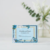 Blauwe bloemen en vlinders plaatskaartje (Staand voorkant)