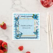 Blauwe bloemen en vlinders servet (Insitu)