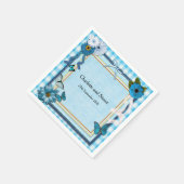 Blauwe bloemen en vlinders servet (Hoek)