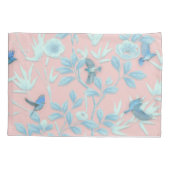 blauwe bloemen en vogel, achtergrondkleur lichte r kussensloop (Achterkant)