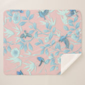 blauwe bloemen en vogel, achtergrondkleur lichte r sherpa deken (Voorkant (horizontaal))