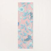 blauwe bloemen en vogel, achtergrondkleur lichte r yogamat (Achterkant)