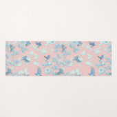 blauwe bloemen en vogel, achtergrondkleur lichte r yogamat (Voorkant (horizontaal))