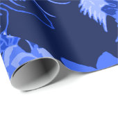 Blauwe  bloemen en vogels cadeaupapier (Rol Hoek)