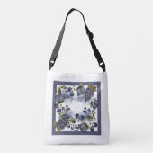 Blauwe bloemen en vruchten in lijst crossbody tas (Achterkant)