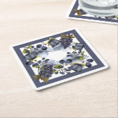 Blauwe bloemen en vruchten in lijst kartonnen onderzetters (Schuin)