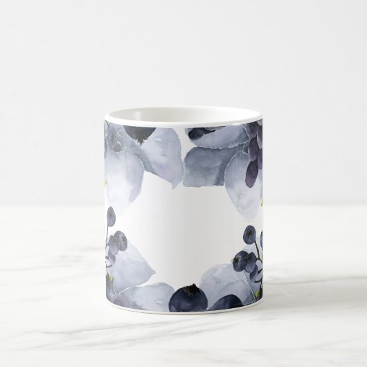 Blauwe bloemen en vruchten in lijst koffiemok (Center)