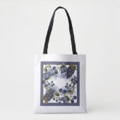 Blauwe bloemen en vruchten in lijst tote bag (Voorkant)