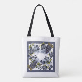 Blauwe bloemen en vruchten in lijst tote bag (Achterkant)