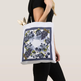 Blauwe bloemen en vruchten in lijst tote bag