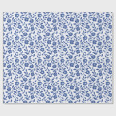 Blauwe bloemen en wijngaarden cadeaupapier (Vlak)