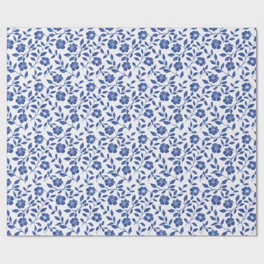 Blauwe bloemen en wijngaarden cadeaupapier (Vlak)