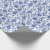 Blauwe bloemen en wijngaarden cadeaupapier (Hoek)