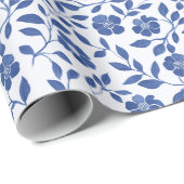 Blauwe bloemen en wijngaarden cadeaupapier (Rol Hoek)