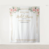 Blauwe bloemen eucalyptus goud Vrijgezellenfeest Wandkleed (Voorkant)