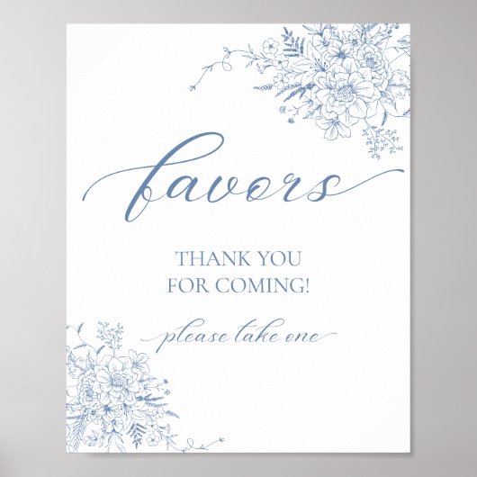 Blauwe Bloemen Favoriet Poster (Voorkant)