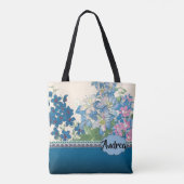 Blauwe bloemen Favoriete bruidsmeisje cadeau Tote Bag (Achterkant)