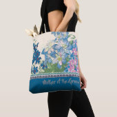 Blauwe bloemen Favoriete bruidsmeisje cadeau Tote Bag (Dichtbij)