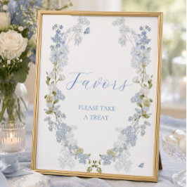 Blauwe Bloemen Favorieten Bord Poster