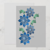 Blauwe bloemen feestdagenkaart (Voorkant / Achterkant)