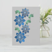 Blauwe bloemen feestdagenkaart (Staand voorkant)