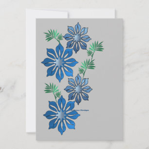 Blauwe Bloemen Feestdagenkaart