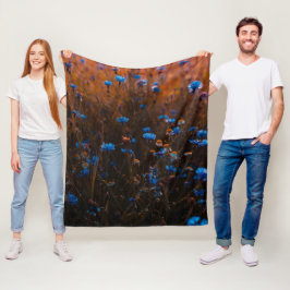 Blauwe bloemen fleece deken