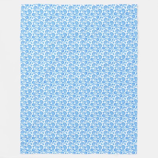 Blauwe bloemen fleece deken (Voorkant)