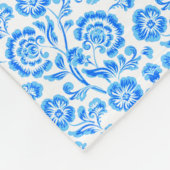 Blauwe bloemen fleece deken (Hoek)