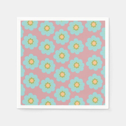 Blauwe bloemen Floral Art Pattern Aangepaste achte Servet (Voorkant)