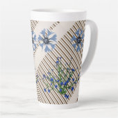 Blauwe bloemen Floral Stripe Latte Mok (Rechterhoek)