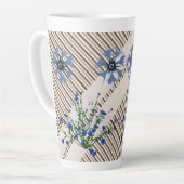 Blauwe bloemen Floral Stripe Latte Mok (Linkerhoek)
